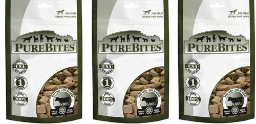 (3) PureBites Beef Liver Freeze Dried Dog Treats 4.2oz Bags. Total 12.6oz