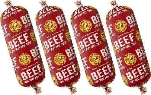 Happy Howie's Soft Meat Roll Treat, High Protein, Beef, 12 Oz (Pack of 4)