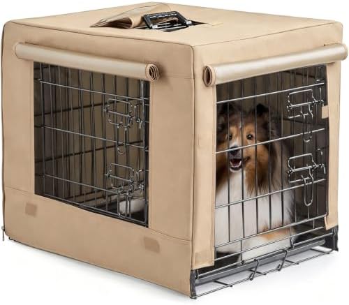DONORO Dog Crates for Small Medium Size Dogs Indoor Double Door Dog Kennels & Houses for Puppy and Cats, Collapsible Metal Contour Dog Cages (Brown, 30.0" L x 19.0" W x 21.0" H)