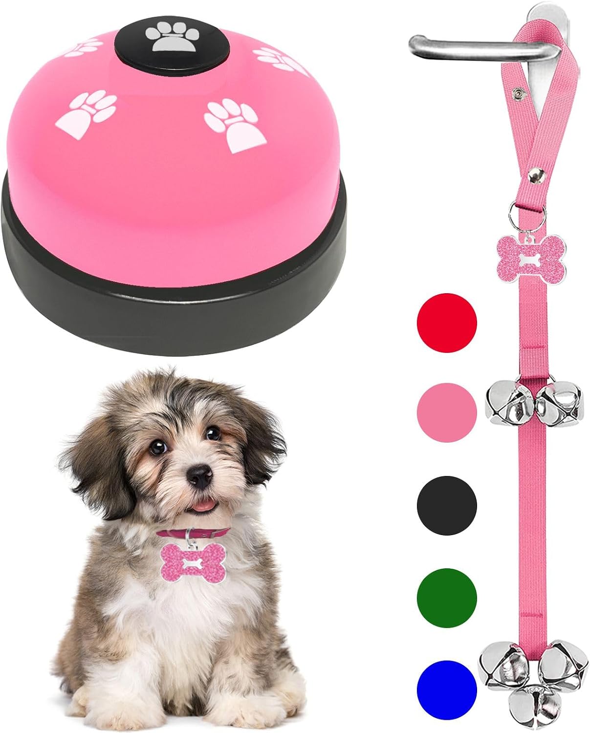 2 Pcs Dog Door Bells Dog Doorbell to go Outside Puppy Train Bell for Dogs to Ring to go Potty Puppy Toilet Training Bell for Door Knob Girl Puppy Essentials Accessories (Pink new)