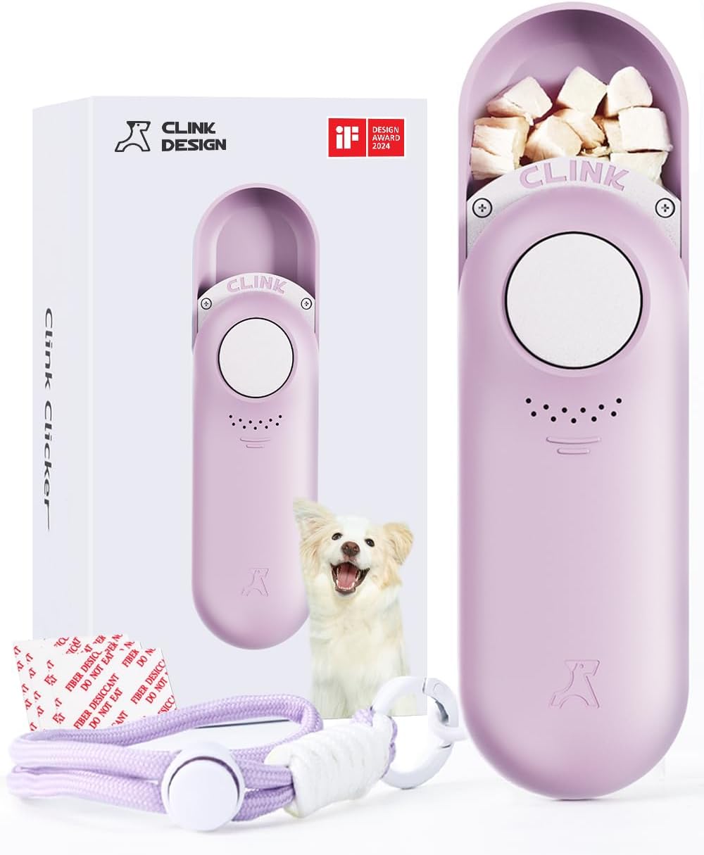 Clink Design Dog Training Clicker & Dog Clicker with Treat Storage, Purple