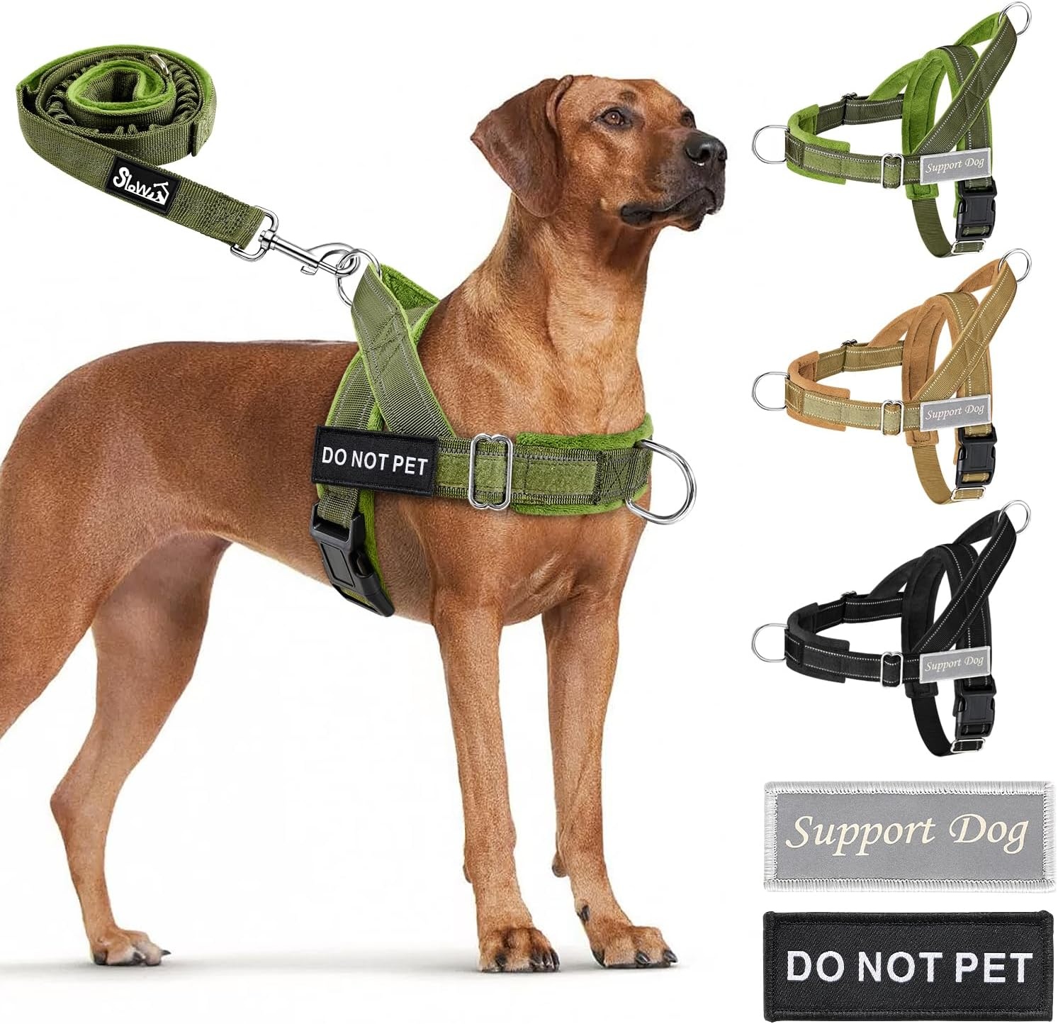 SlowTon No Pull Dog Harness and Leash Set - Heavy Duty, Soft Padded